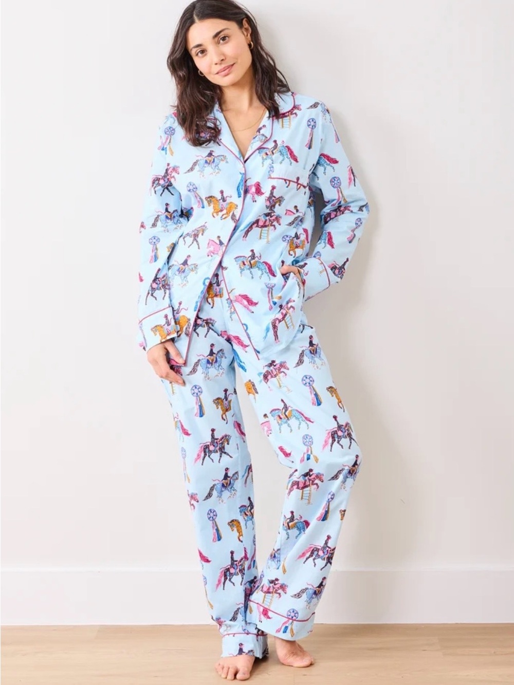 Printfresh Horse Show Long Sleeve Pajama Set Size Medium